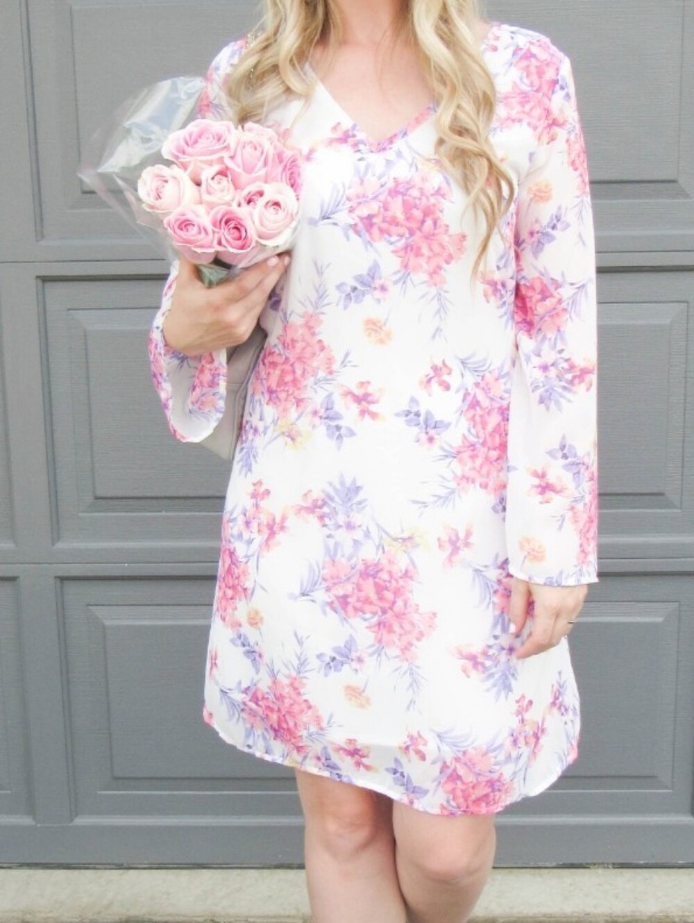 PinkBlush | Ivory Floral Chiffon Dress